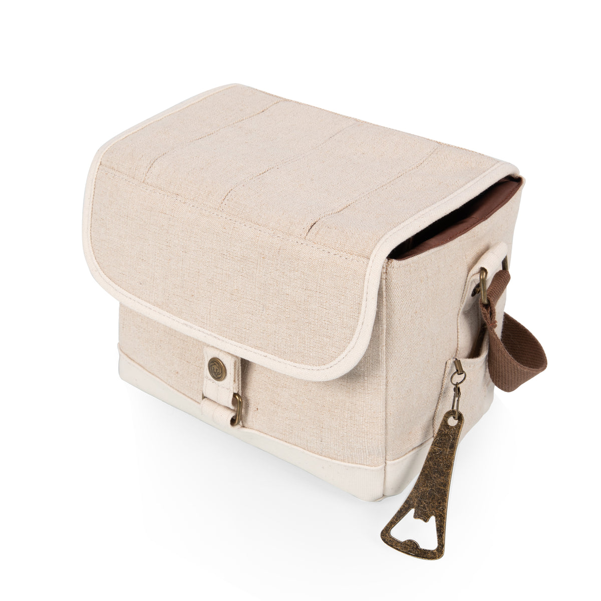 Beer Caddy 6-Pack Cooler Tote with Bottle Opener - Beige