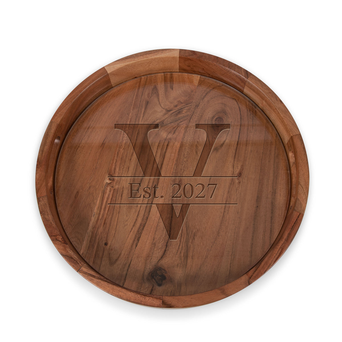 Barista Acacia Serving Tray with Glass Insert 13" - Acacia Wood (907-09-511-823-98)