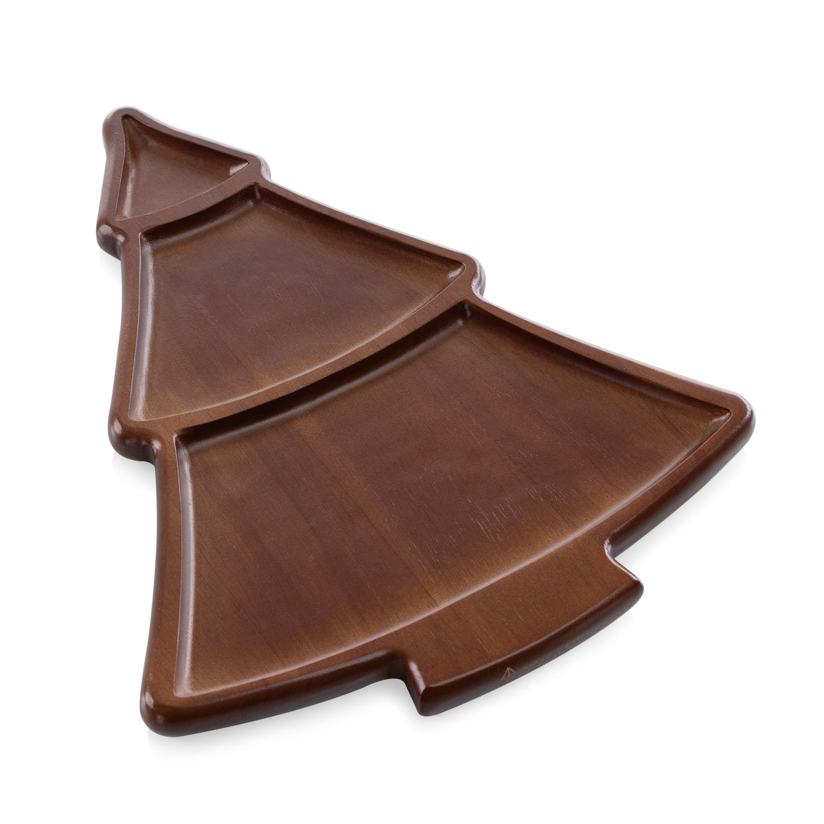 Christmas Tree Sectioned Parawood Serving Tray with Reversible Cutting Surface