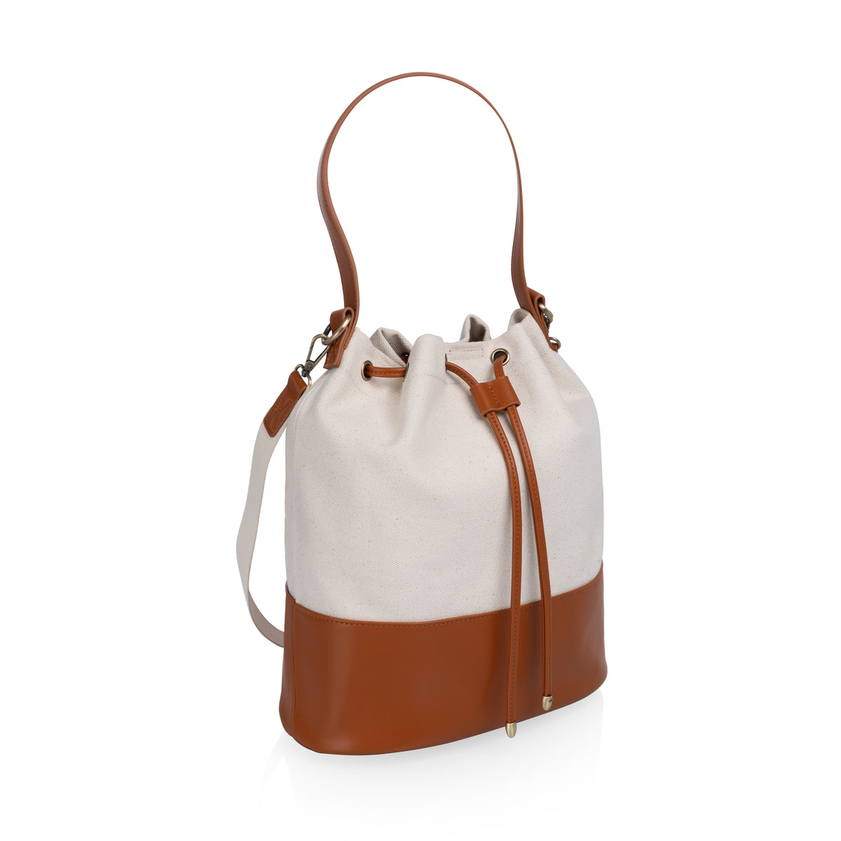 Sirolo Canvas and Vegan Leather Tote with Adjustable Shoulder Strap