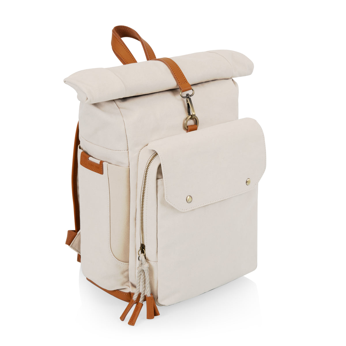 Eco Roll-Top Backpack Cooler with Waterproof Insulated Interior - Tan