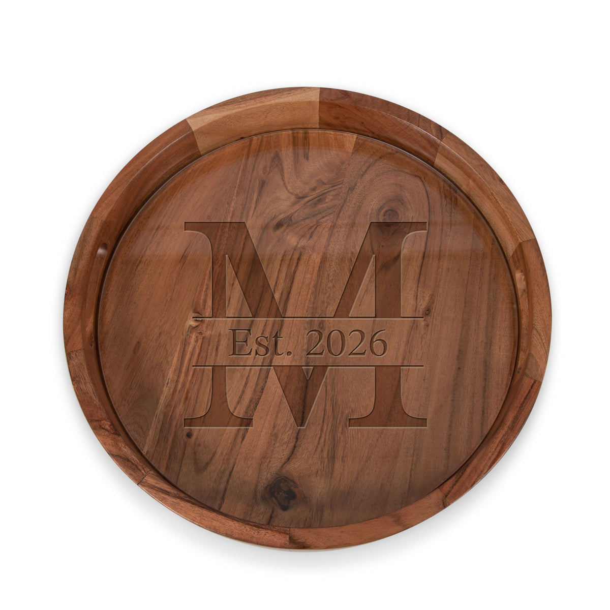 Barista Acacia Serving Tray with Glass Insert 13" - Acacia Wood (907-09-511-433-98)