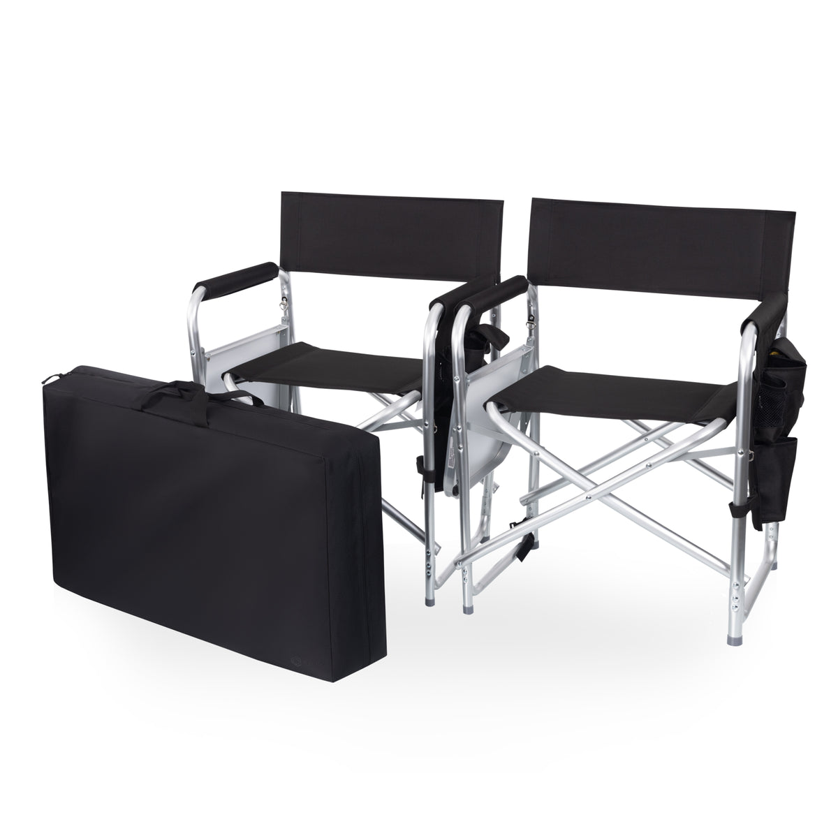 Sports Chair with Side Table, Armrest Caddy and Insulated Beverage Pockets - Black (809-00-179-998-2)