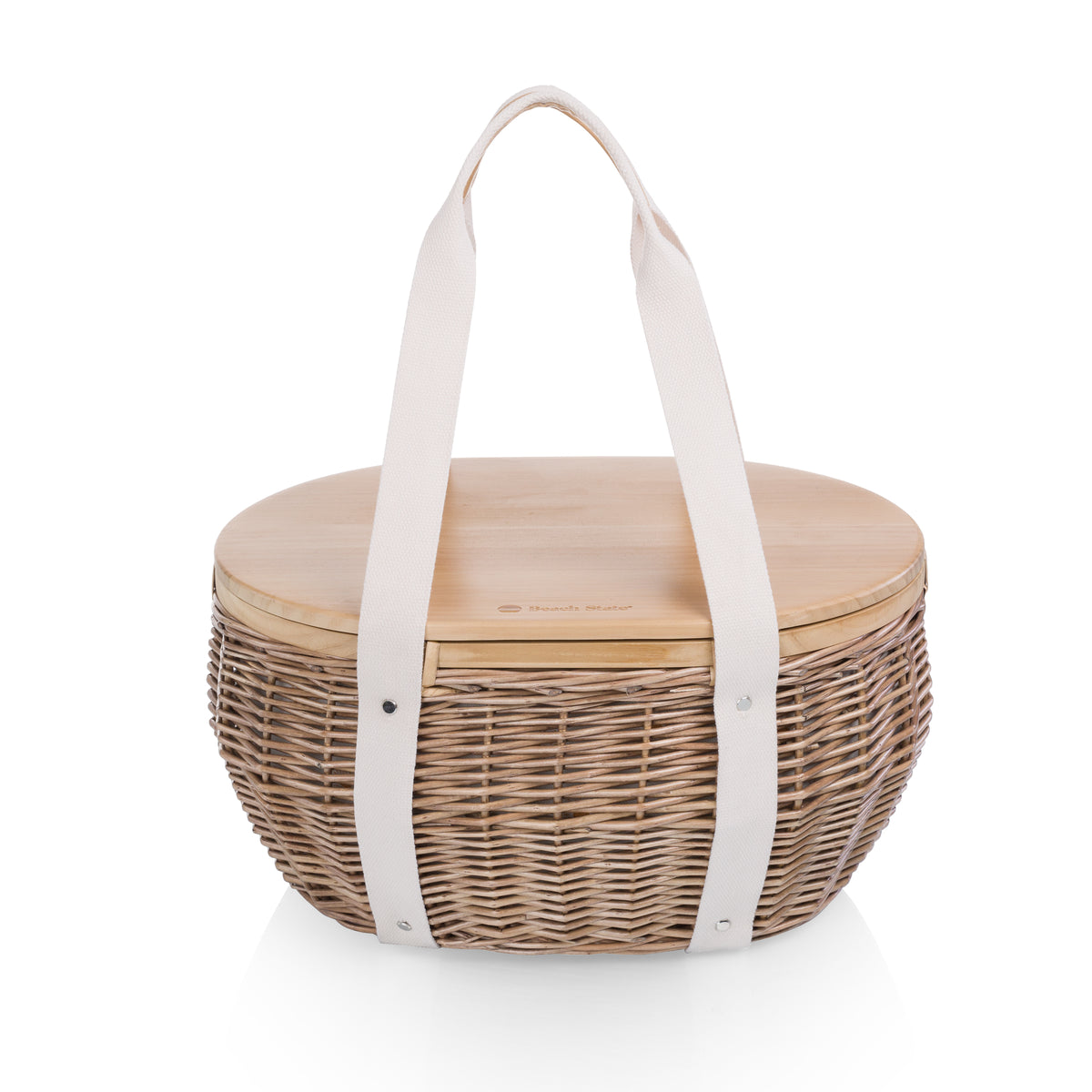 Wicker Picnic Basket with Removable Insulated Cooler & Serving Lid
