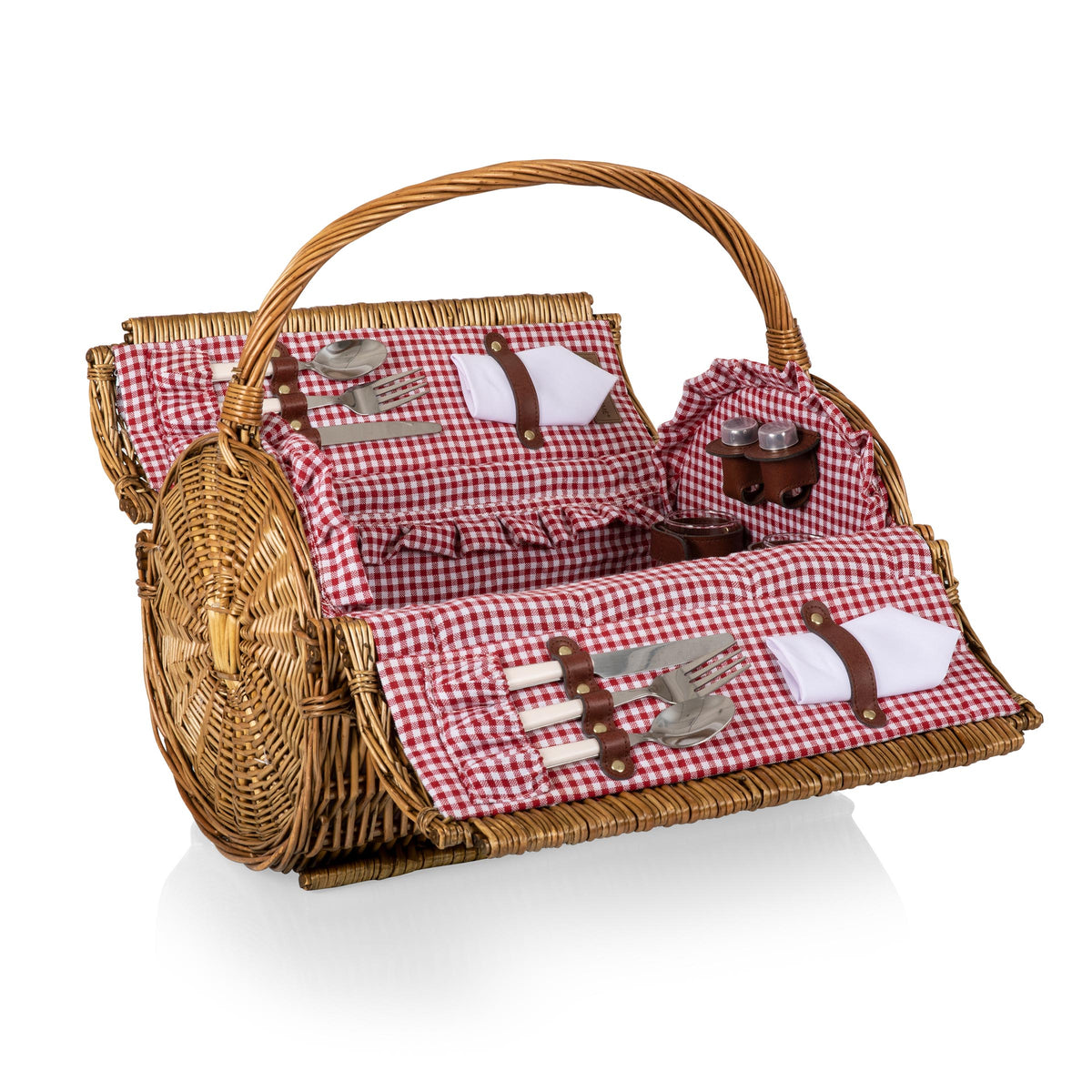 Barrel Wicker Picnic Basket for 2 | Vintage English-Style Wine & Cheese Set