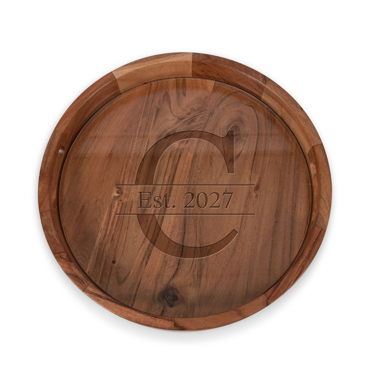 Barista Acacia Serving Tray with Glass Insert 13" - Acacia Wood (907-09-511-633-98)