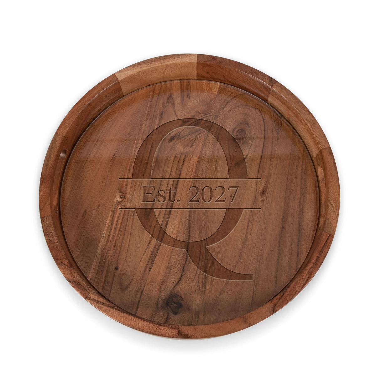 Barista Acacia Serving Tray with Glass Insert 13" - Acacia Wood (907-09-511-773-98)