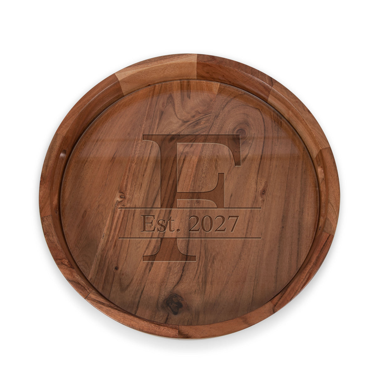 Barista Acacia Serving Tray with Glass Insert 13" - Acacia Wood (907-09-511-663-98)