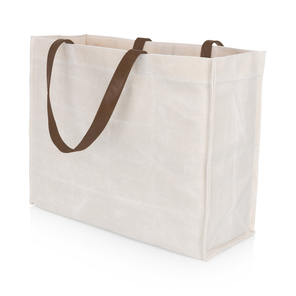 Market Waxed Canvas Tote with Leatherette Handles - Beige