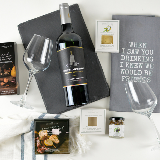 robert mondavi happy hour wine gift basket with glasses