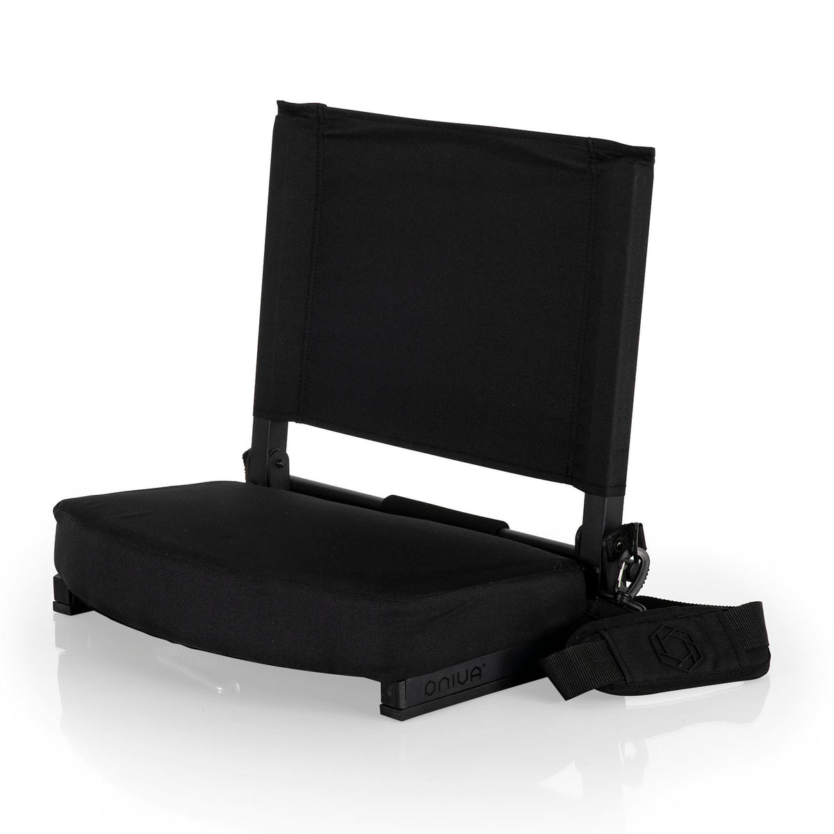 Gridiron Padded Folding Stadium Seat with Bleacher Hook - Black