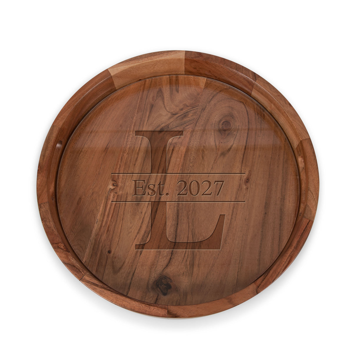 Barista Acacia Serving Tray with Glass Insert 13" - Acacia Wood (907-09-511-723-98)