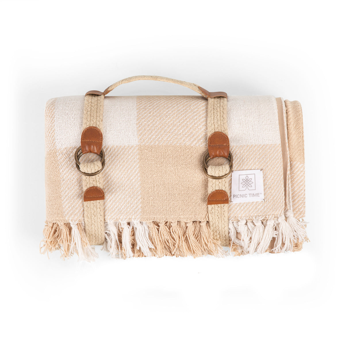 Montecito Picnic Blanket with Harness - Beige Gingham