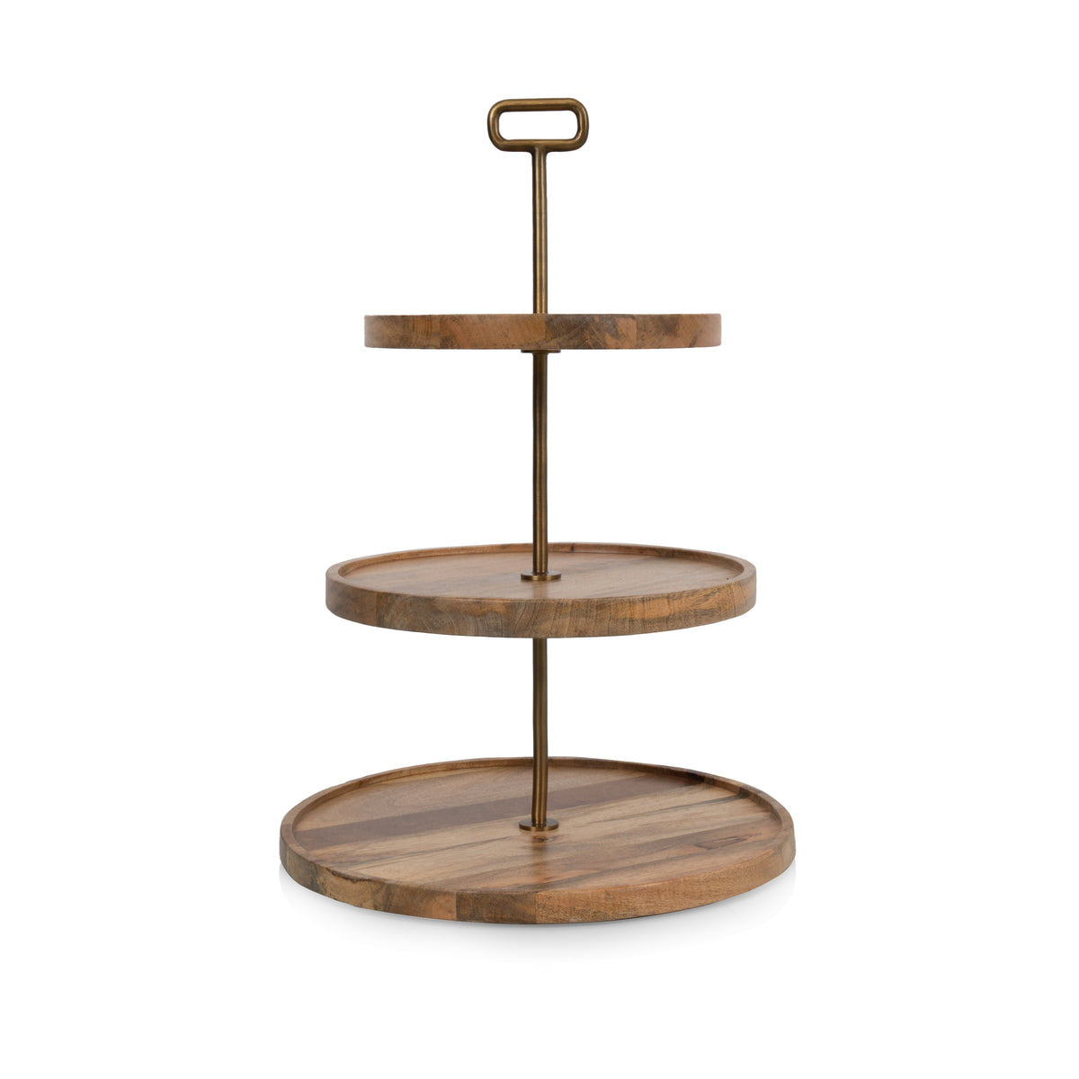 Tapas 3-Tier Sustainable Mango Wood Serving Tray with Iron Stand