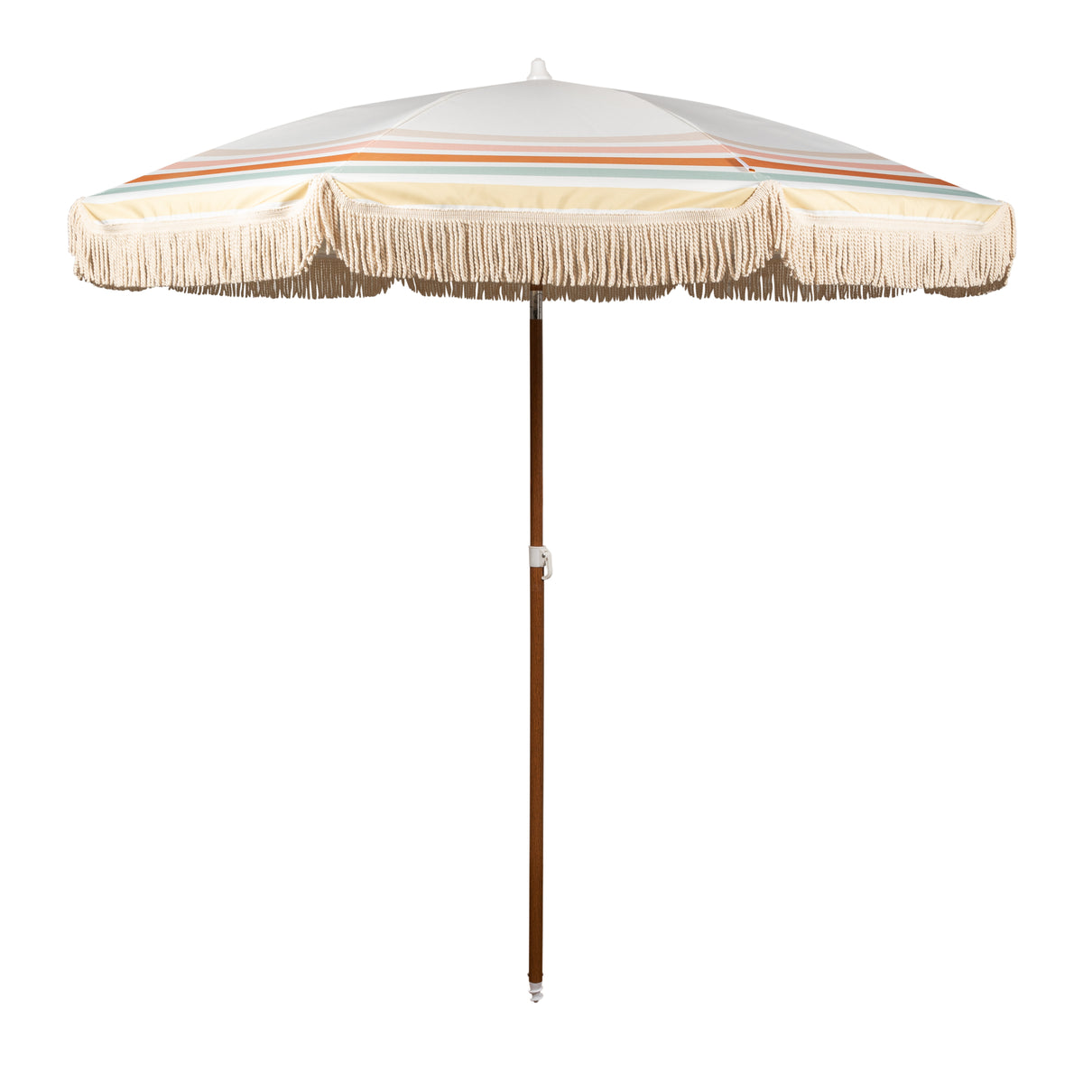 Summerland 6.5 ft. Portable Beach Umbrella with UV 50+ Protection and Canvas Fringe - Waikiki Stripes