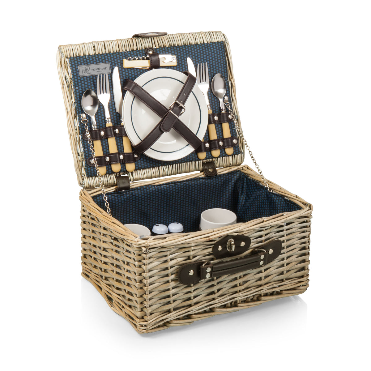 Fully Loaded Suitcase-Style Wicker Picnic Basket for 2 - Dahlia Collection