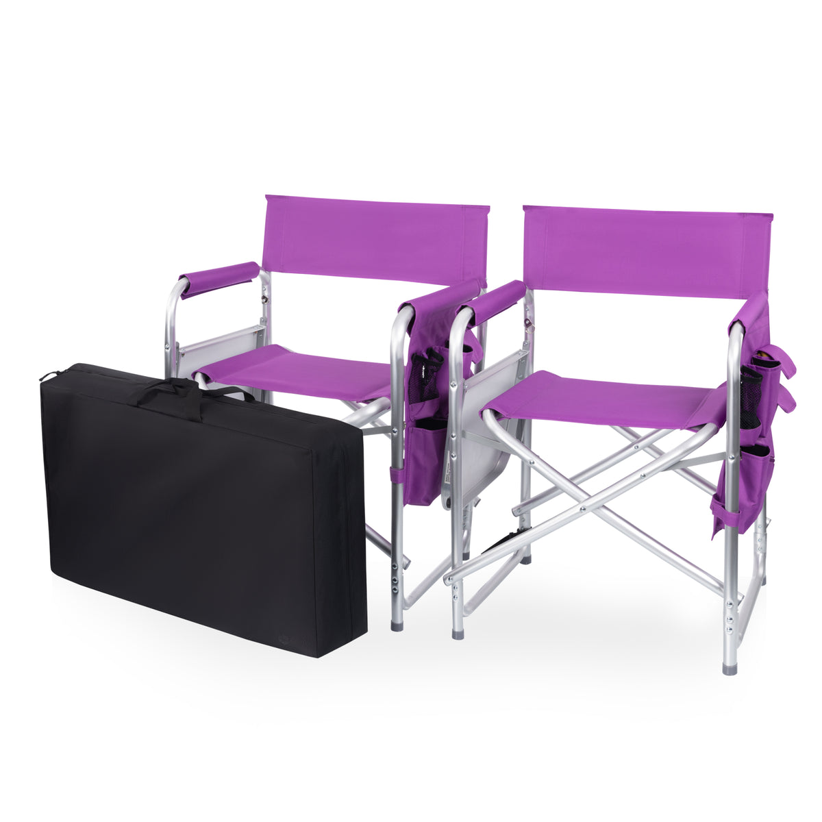 Sports Chair with Side Table, Armrest Caddy and Insulated Beverage Pockets - Purple (809-00-101-998-2)