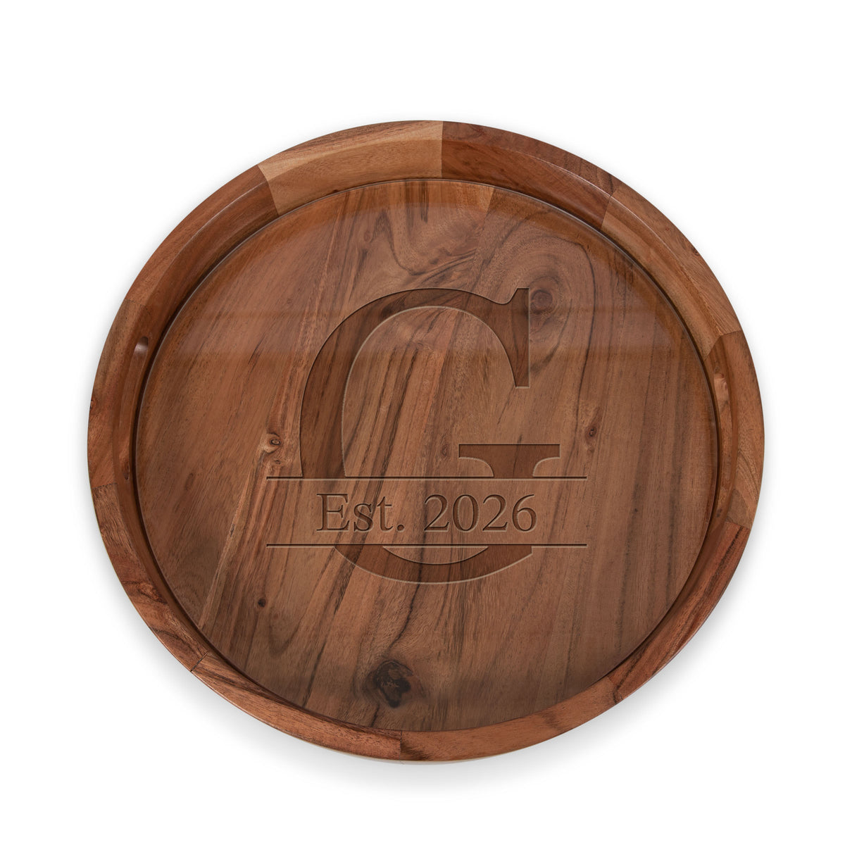 Barista Acacia Serving Tray with Glass Insert 13" - Acacia Wood (907-09-511-373-98)