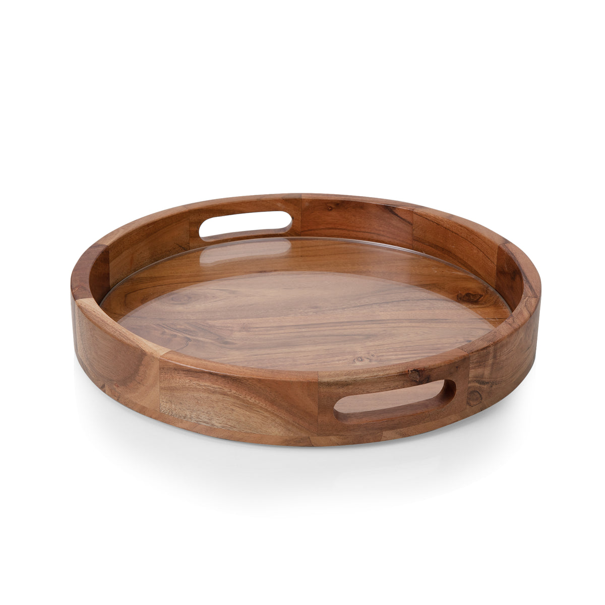 Barista Acacia Serving Tray with Glass Insert 13" - Acacia Wood (907-09-511-000-0)