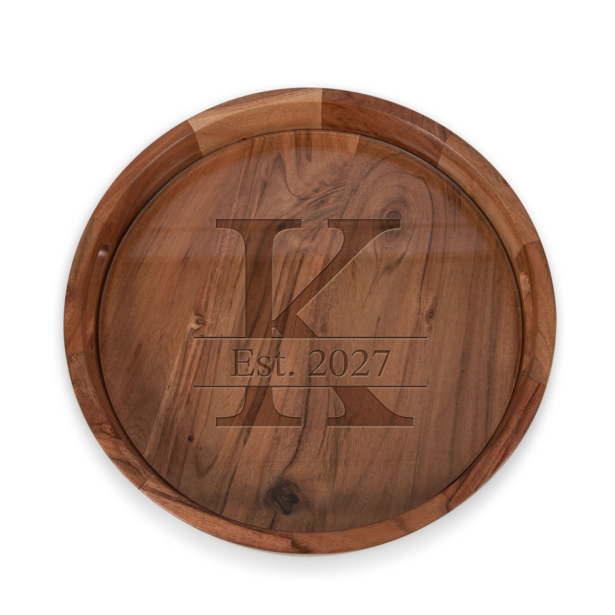 Barista Acacia Serving Tray with Glass Insert 13" - Acacia Wood (907-09-511-713-98)