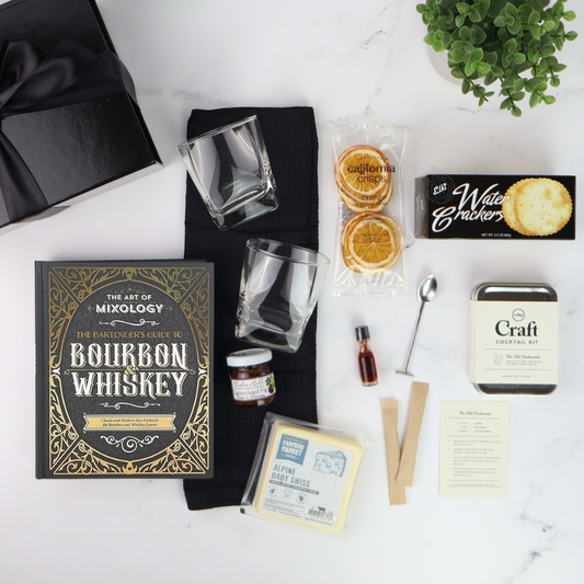 Classic Old Fashioned Cocktail Gift Box with Lowball Glasses & Mixology Book