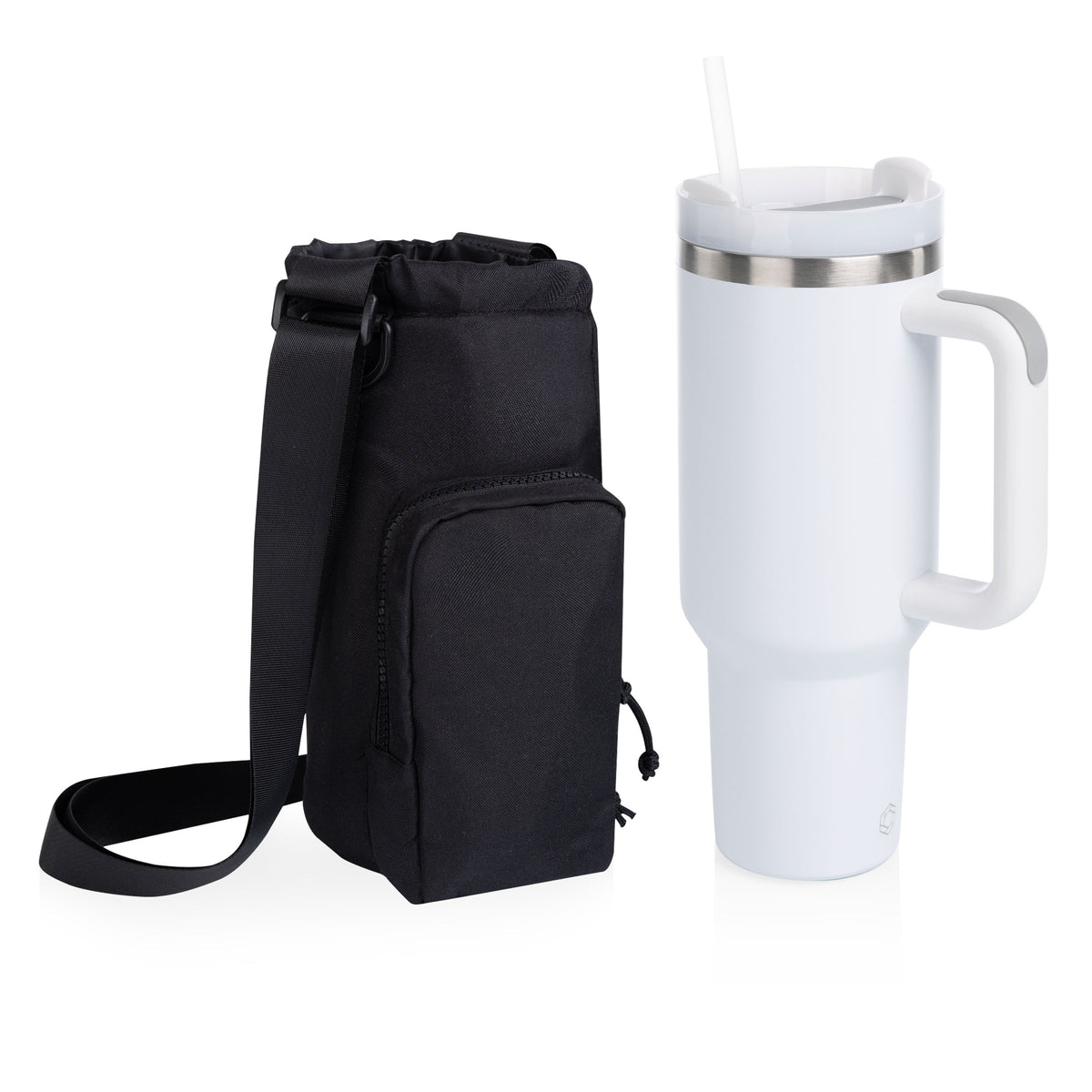 Eclipse 40 oz Travel Tumbler with Carrier Bag Set - Black & White