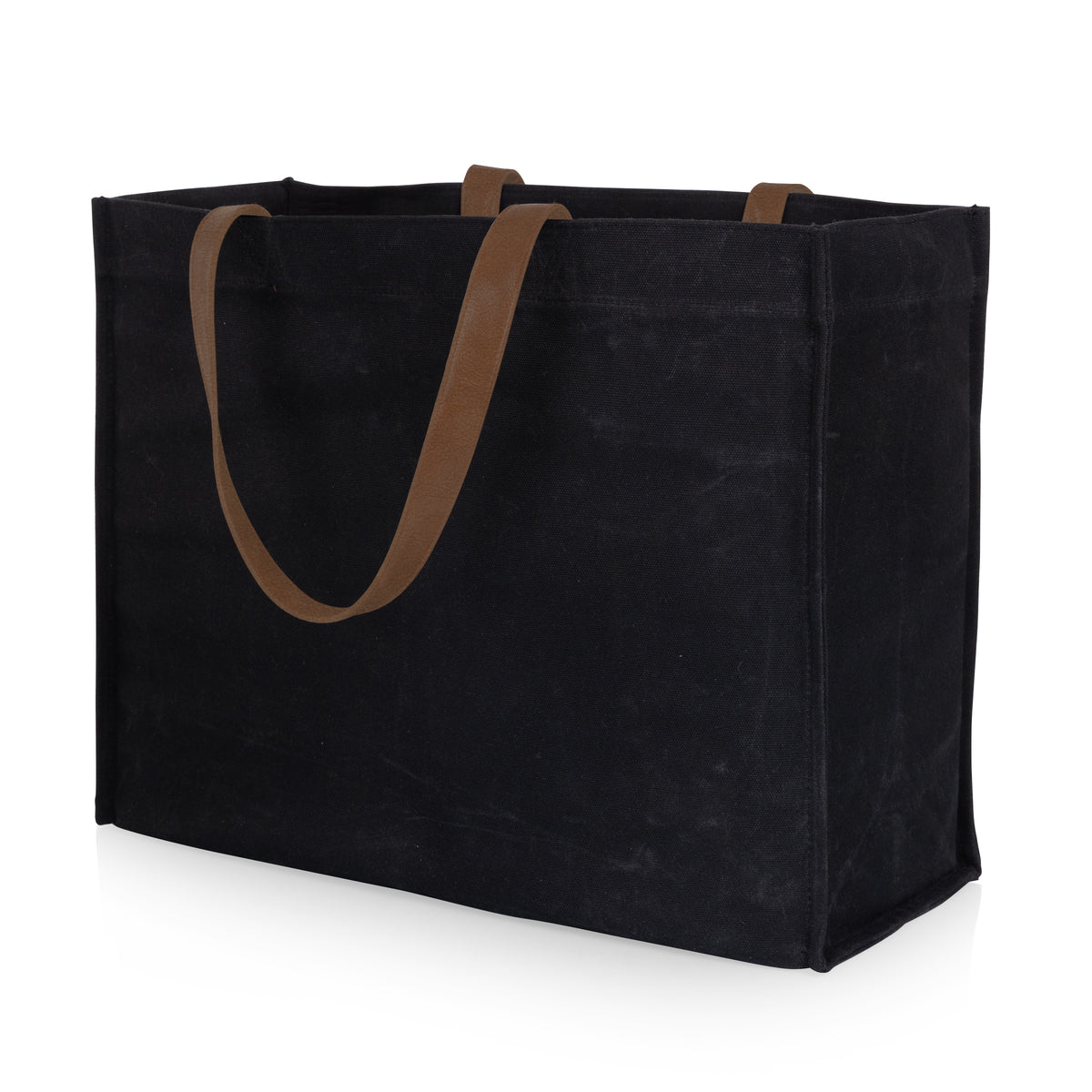 Market Waxed Canvas Tote with Leatherette Handles - Black
