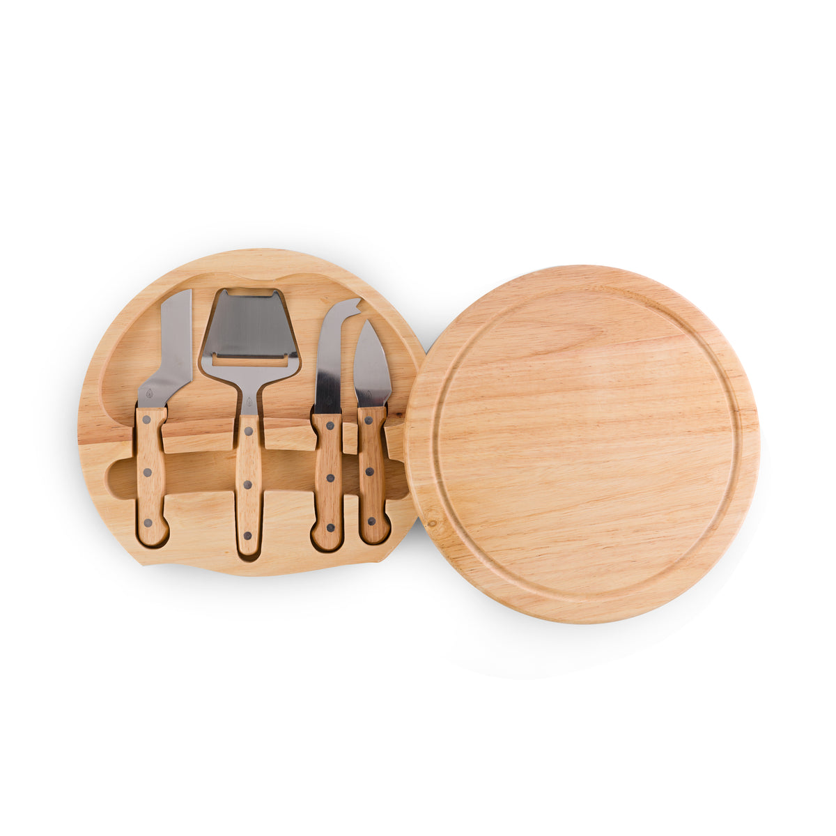 Parawood Swivel Cheese Board with 4-Piece Knife Set