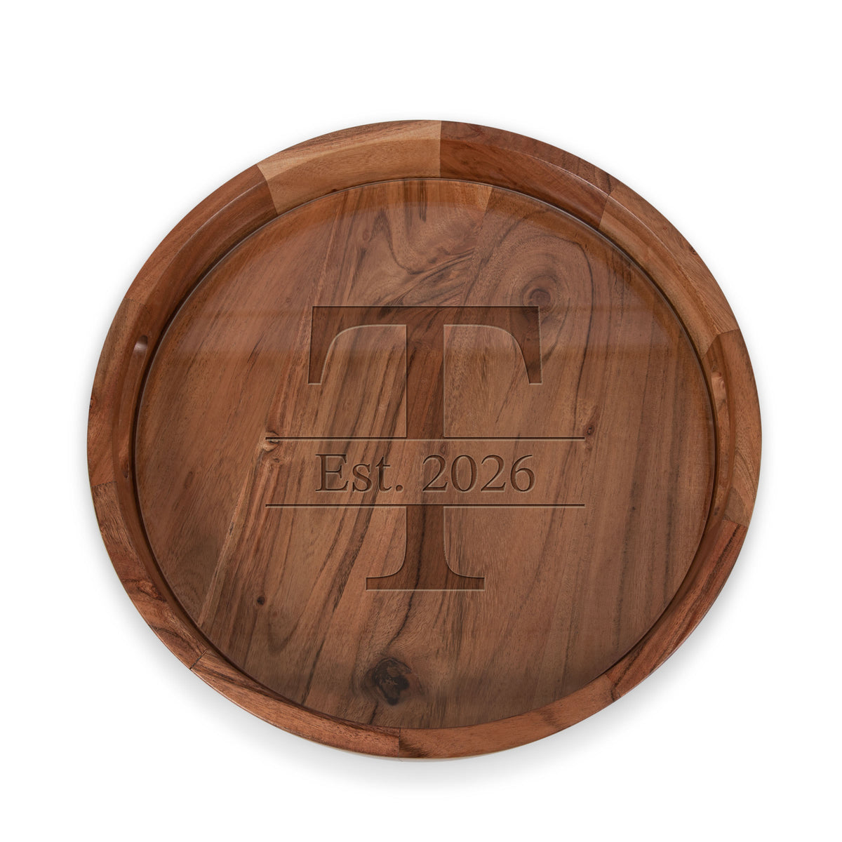 Barista Acacia Serving Tray with Glass Insert 13" - Acacia Wood (907-09-511-503-98)