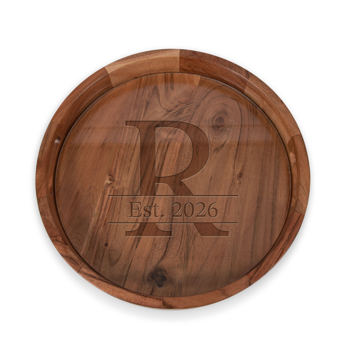 Barista Acacia Serving Tray with Glass Insert 13" - Acacia Wood (907-09-511-483-98)