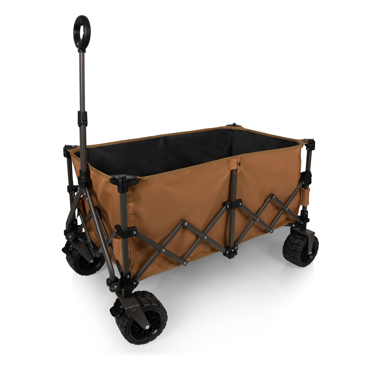 All-Terrain Folding Wagon with Telescoping Handle & 225 lb. Capacity - Brown & Gray
