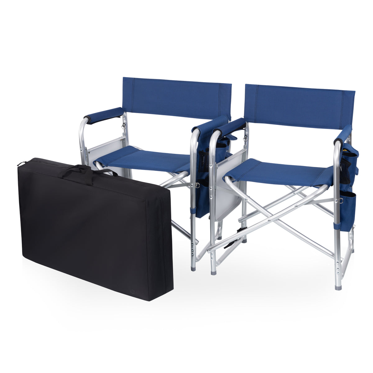 Sports Chair with Side Table, Armrest Caddy and Insulated Beverage Pockets - Blue (809-00-138-998-2)