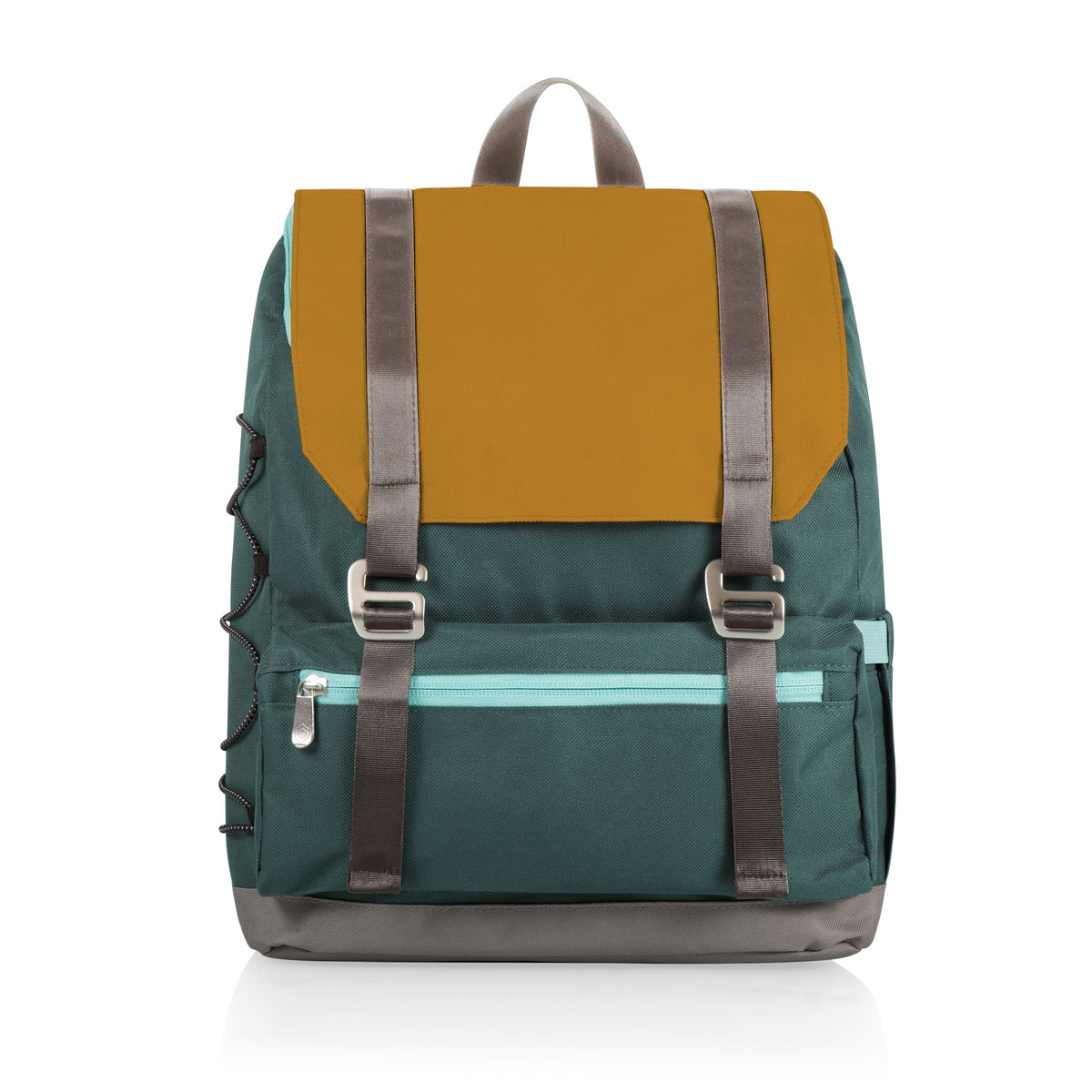 Traverse Backpack Cooler, Insulated 28-Can with Golf Cart Harness by Picnic Time - Mustard Yellow with Gray & Blue Accents
