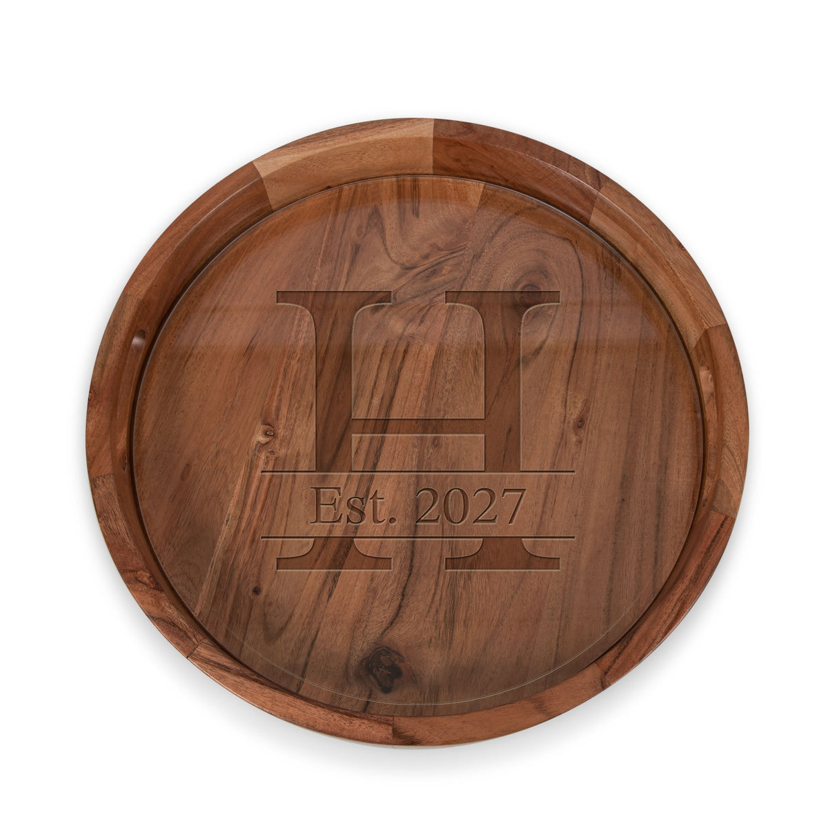 Barista Acacia Serving Tray with Glass Insert 13" - Acacia Wood (907-09-511-683-98)