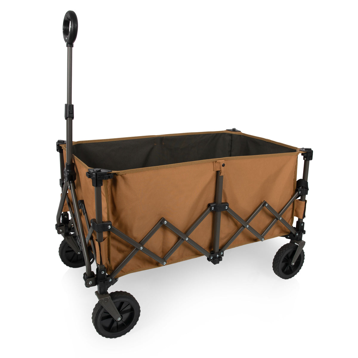 Collapsible Folding Wagon with Telescoping Handle & 225 lb. Capacity - Brown & Gray