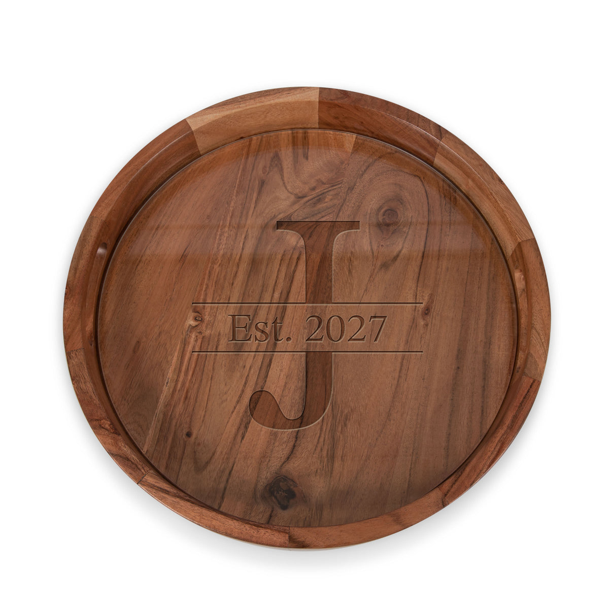 Barista Acacia Serving Tray with Glass Insert 13" - Acacia Wood (907-09-511-703-98)