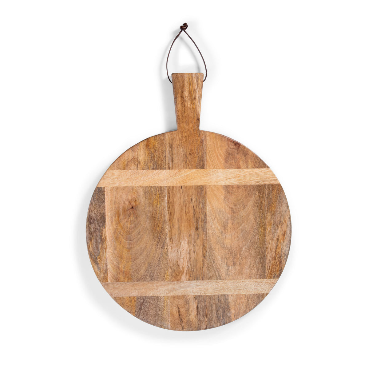 Ravi Round Mango Wood Charcuterie Board with Contrasting Timber Stripes