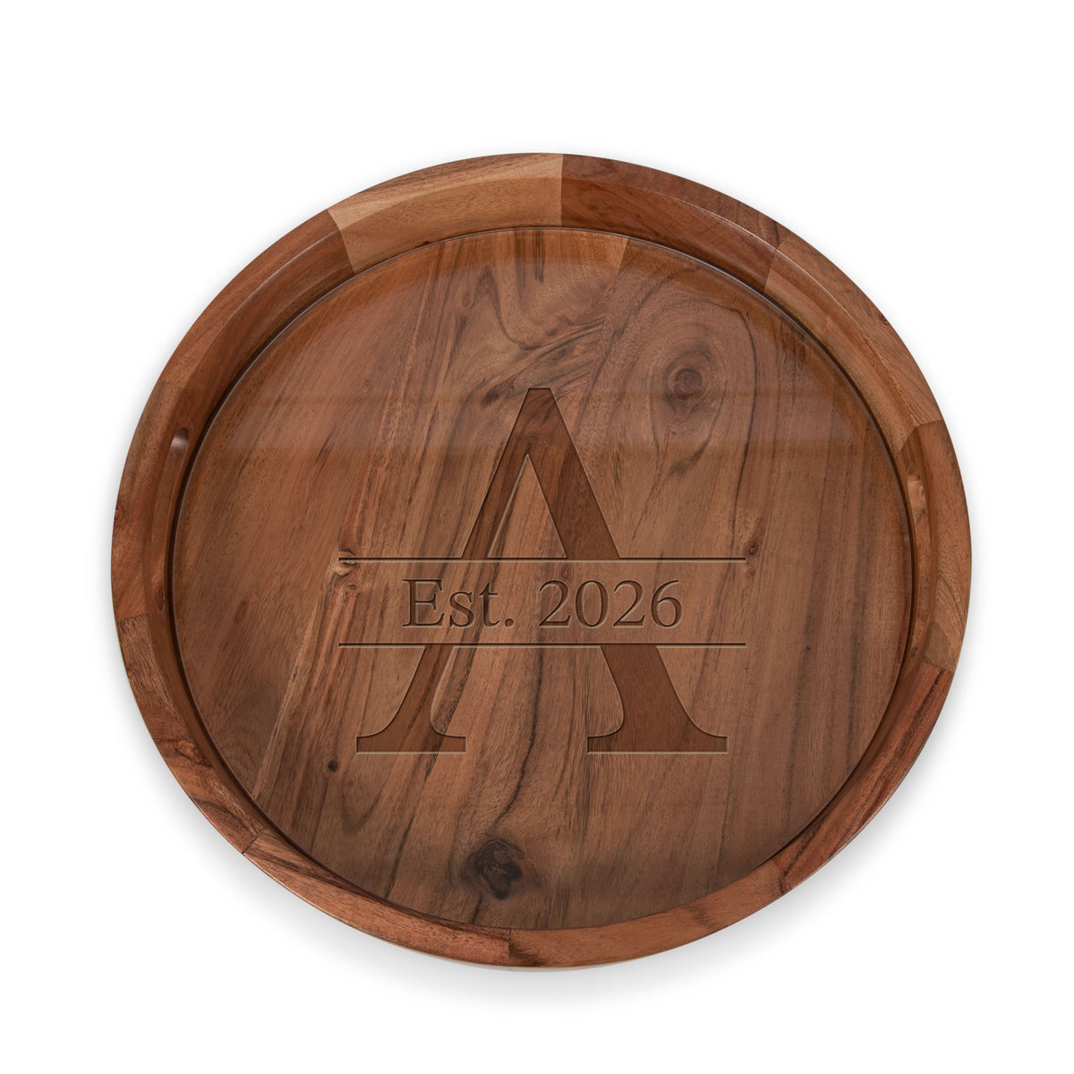Barista Acacia Serving Tray with Glass Insert 13" - Acacia Wood (907-09-511-313-98)