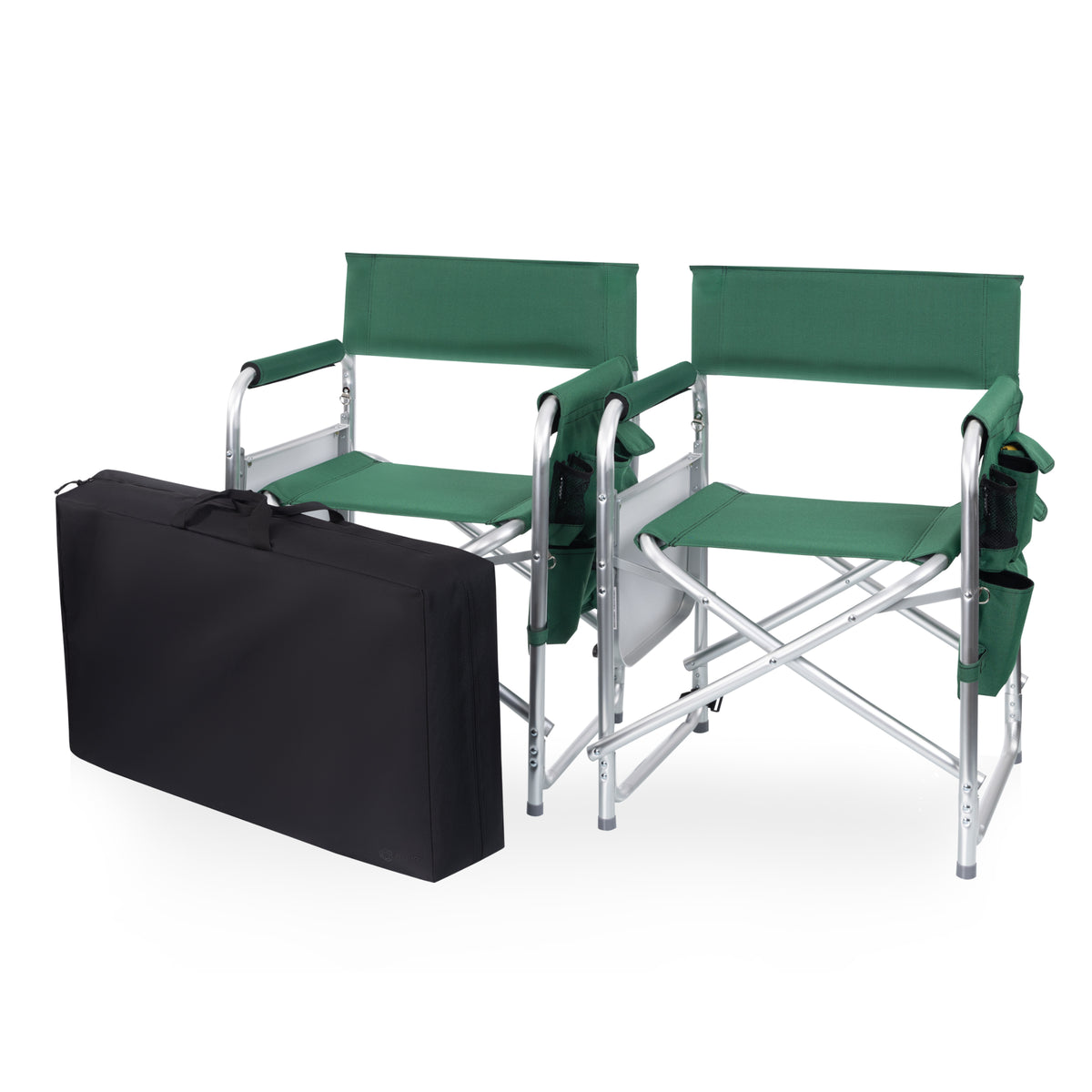 Sports Chair with Side Table, Armrest Caddy and Insulated Beverage Pockets - Hunter Green (809-00-121-998-2)